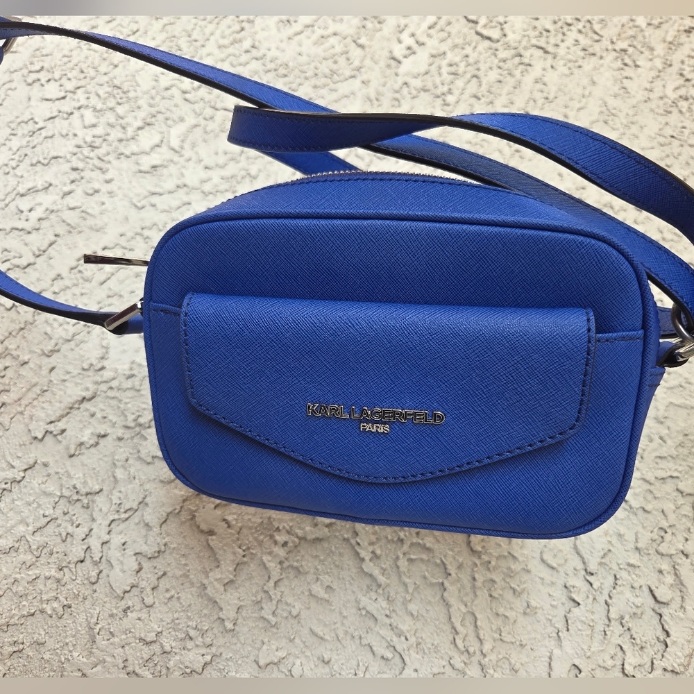 Karl Lagerfeld Bright Blue Camera Bag Like New EUC - Picture 2 of 3